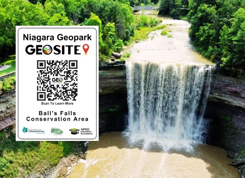 Geosite sign with Balls Falls