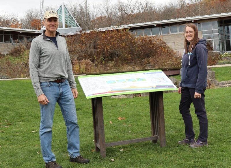 Perry Hartwick with Welcome Sign at Balls Falls